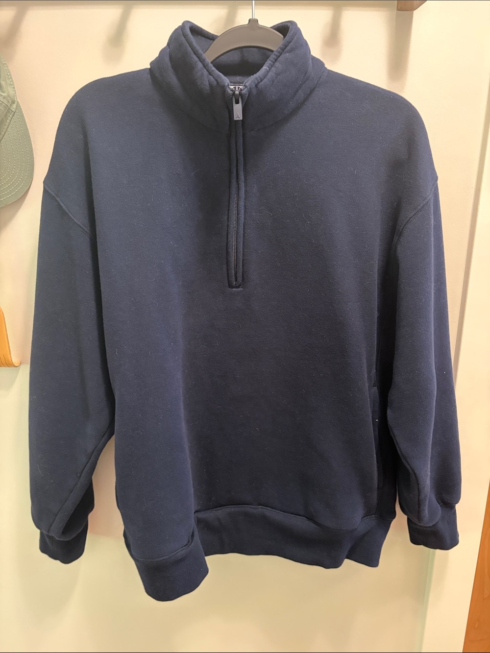 Aritzia Navy Half-Zip boyfriend fit Sweatshirt